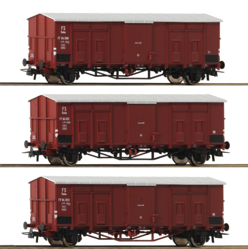 Roco - Set composto da 3 carri a tetto spiovente, FS ep III