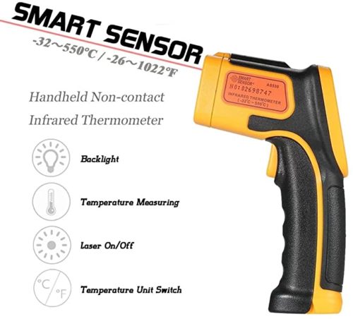 Smart Sensor AS 530 termometro digitale industriale a infrarossi -32 ~ 550 C (-26 ~ 1022 F) LCD Display IR senza contatto IR laser Point Gun - immagine 2