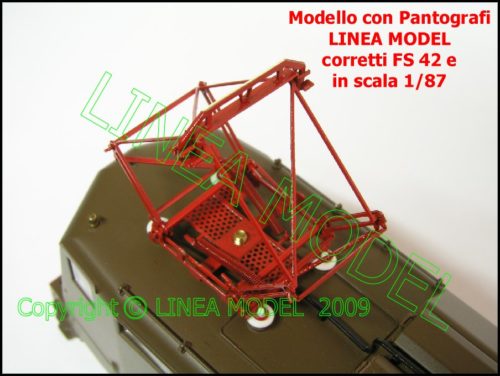 LINEAMODEL - 2pz PANTOGRAFO FS 42 con strisciante PIATTO + 8 isolatori e viti - immagine 5